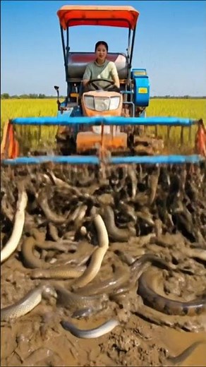 Farmer Finds Snake, Turtle, and Eel at Once! 🐍🐢🐍 #Nature#shorts #harvester #fish #shortviral