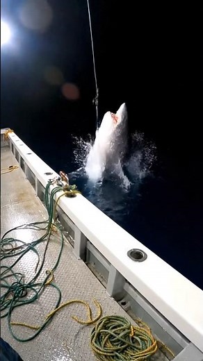 Shark Surges at Boat Rail at Night 😱 | AI Generated Scene #shorts