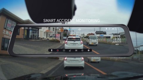 AZDOME 12" Touch Screen Mirror Dash Cam Front and Rear 4K, 64GB Card, Wifi6, GPS, Voice Control, 24H Parking Mode, WDR Night Vision