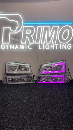 PRIMO DYNAMIC LIGHTING on Instagram: "Chevy Silverado 2003–2006 headlights with RGB chasing an amber sequential turn signal switchbacks change it to any color you want with over 100 different colors and 150 chasing patterns all operator through your phone Please checkout our website at primodynamic.com for all the styles & options we have available #customheadlights #truckmods #customwork #headlights #modification"