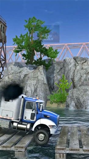 “Fragile Bridge vs Heavy Trucks! Container Rig Nearly Lost to the River!” 🚨 #fypシ #mudrunner