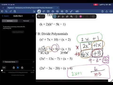Multiplying and dividing polynomials