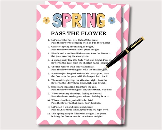 Pass the Flower, Fun Spring Pass the Prize Game for Kids Adults, Spring Party Games, Kids Spring Games, Pass the Gift, Spring Activities - Etsy
