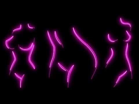 Abstract Neon Glowing Female Woman Outlined Body Silhouettes / 60:00 Minutes
