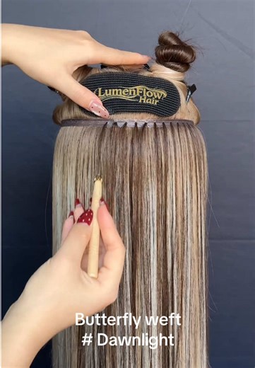 💕Butterfly Weft💕 This is the quickest, lightest, and most comfortable weft! 1️⃣15 minutes per row 2️⃣no tape no glue 3️⃣no thread no needle 🔥Elevate your business with LumenFlow🔥 💕Our brand is wholesale price with high quality💕 👉🏻👉🏻DM us to get more info 👉🏻👉🏻click the link in our bio 🪄🪄Support customize order #hairextensions #weftextensions #hairtutorial #fyp #humanhair