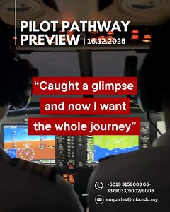 Explore the skies and your future at the Pilot Pathway Preview on December 16th, 2025 (Tuesday)! Get an exclusive look at cadet life at the Malaysian Flying Academy and experience a day packed with hands-on activities, insights, and the opportunity to take the first step toward your aviation career. Have questions? Reach out via DM or contact us at 60193159003 (call/WhatsApp) for more info. Don’t just dream of flying, start your journey with us! 🚀 #PilotPathwayPreview #MFA #FuturePilots | Malay