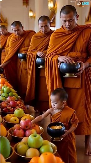 බුදු දහමයි කසාවතයි පුංචි සිතයි ආදරයයි🙏 🌼 “Pure Heart… Pure Dāna” 🌼#BuddhistTemple