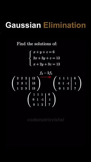 Gaussian Elimination Method | Solve Linear Equations Step by Step #maths #algebra #gaussian #method