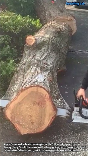 Massive Tree Bucking with Heavy Duty Chainsaw #worker #process #chainsaw #logging #woodworking