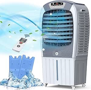 3 in 1 Evaporative Air Cooler 3500CFM Swamp Cooler Portable Air Conditioners with Remote and 2 Big Ice Packs Cooling Up to 960 Sq.ft, 10.5 Gallon Tank for Backyard Garage Outdoor Indoor