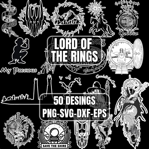 50 Lord of the Rings-inspired Designs | Digital Bundle in Png, Svg, Eps, and Dxf - Etsy