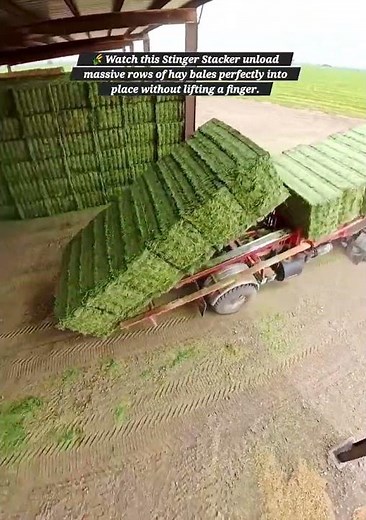Precision Agriculture: Automatic Stinger Stacker Unloading Hay Bales 🚜🌾