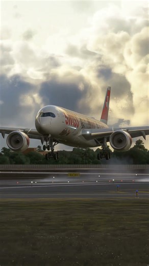 MSFS 2024 A350 Swiss Airline Crosswind Landing at Delhi Airport | Heavy Winds Realistic Landing