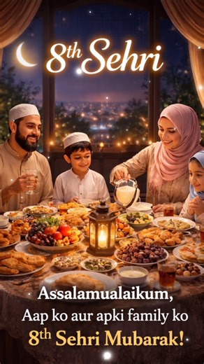 Assalamualaikum ✨Aapko aur aapki family ko 8th Sehri Mubarak 💖 #ramazan #ramadan #ramadan2026