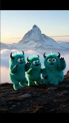 Cute Shaggy Monsters on a Misty Mountain 🐾✨#CuteMonsters #3DAnimation #FantasyCreatures