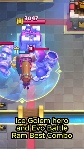 Ice Golem hero and Evo Battle Ram Best Combo #clashroyale #shorts