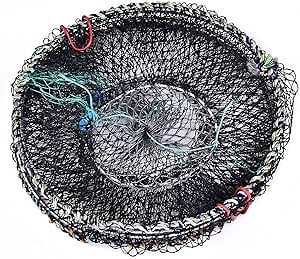 Foldable Fishing Net, Portable Crawfish Traps Folding Fish Net Cage Lobster Crayfish Crab Shrimp Fish Trap Shrimp Cast Mesh Trap Fishing Equipment[25cm]