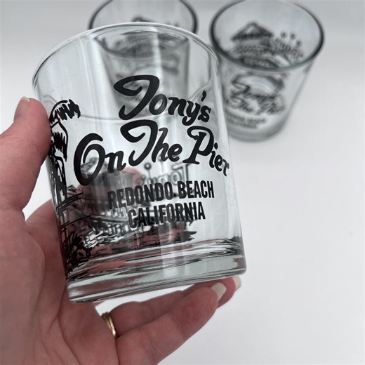 Set of 3 Vintage Tony's on the Pier - Redondo Beach California - Tiki Glasses Barware - Cocktail Glasses - Old Fashioned - Mai Tai - Etsy