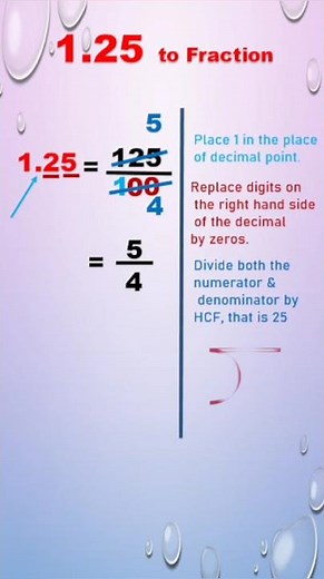 Convert 1.25 into a Fraction | Decimal to Fraction Conversion | #decimals #decimaltofraction
