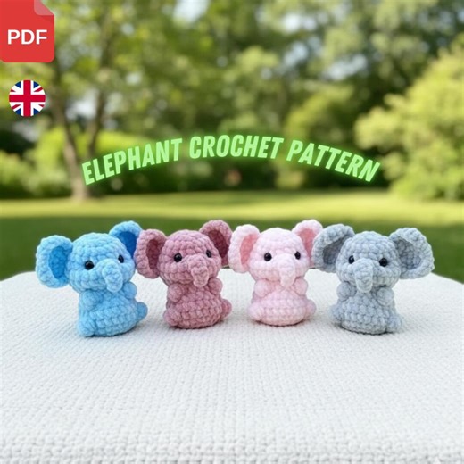 Elephant Crochet Pattern – Mini Amigurumi Elephant Plush (PDF, Instant Download, Beginner Friendly) - Etsy