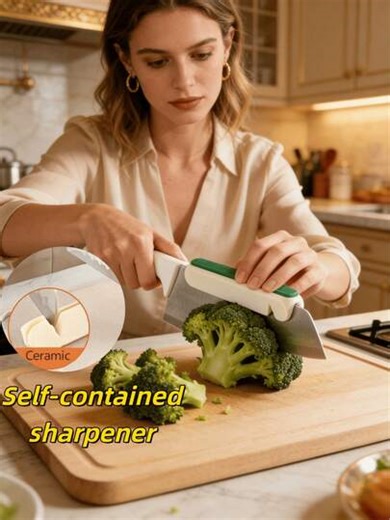 1pc Cutting Board With Built-In Knife Sharpener - Suitable For All Knife Types (Chef's Knife, Peeler, Bread Knife), Non-Slip Handle, Great For Cutting Meat, Vegetables, Bread - Perfect Gift For Home Cooks And Professional Chefs, Practical Kitchen Accessory, Self-Sealing Design | SHEIN