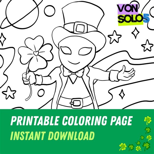 Lucky Alien Leprechaun Coloring Activity | St. Patrick’s Day Printable Coloring Page - Etsy