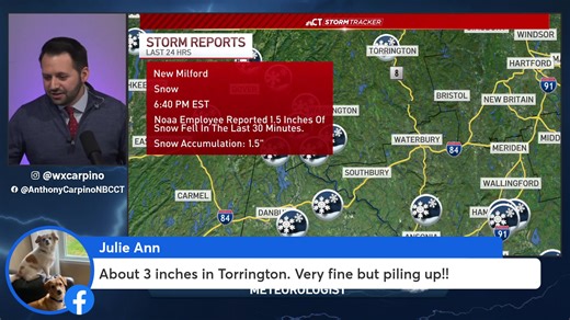 StormTracker Meteorologist Anthony Carpino is LIVE with an update on tonight's winter storm. What are you seeing tonight, let him know in the comments. | NBC Connecticut