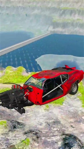 Red Car vs Giant Lava Pit - BeamNG Driver #beamngdrive #gtabeamngfreestylexz