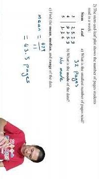Calculating Mean Mode Median and Range of a Stem and Leaf Part 1