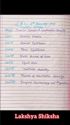 Bsc 3rd semester chemistry syllabus 2025 |bsc 2nd year 3rd semester chemistry syllabus|#bscchemistry