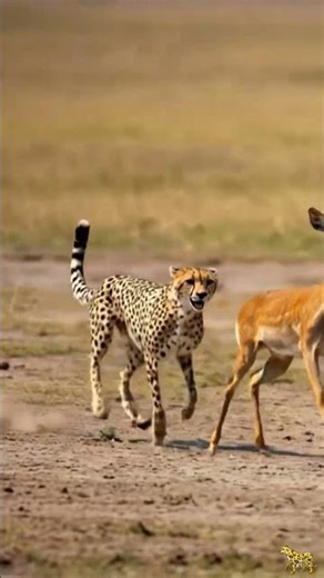 The cheetah attacks the deer — the deer runs fast to save its life.#wildlife #leopard #deer