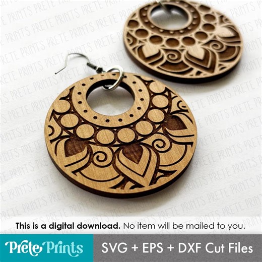 Mandala Hoop Design 1 Earring Bundle - Digital Download, Laser Cut Earring File, Earring SVG Template, Mandala SVG Design - Etsy