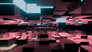 Download vj loop abstract seamless cube animation in endless space with neon lights for free