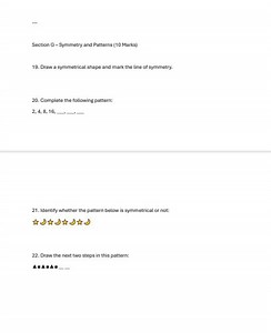 Section G – Symmetry and Patterns (10 Marks)Draw a symmetrica... | Filo