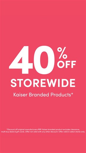 kaisercraft on Instagram: "Here we go again! 🎉 Enjoy 40% OFF* selected Kaiser Branded Products! The perfect time to treat yourself or grab a gift! 🛍️ Limited time only. ✨ #SelectedKaiserBrandedProducts #Sale #Don'tMissOut #Kaisercraft"