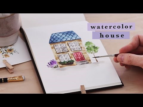 How To Paint a House w/ Watercolor | Sweet & Simple!