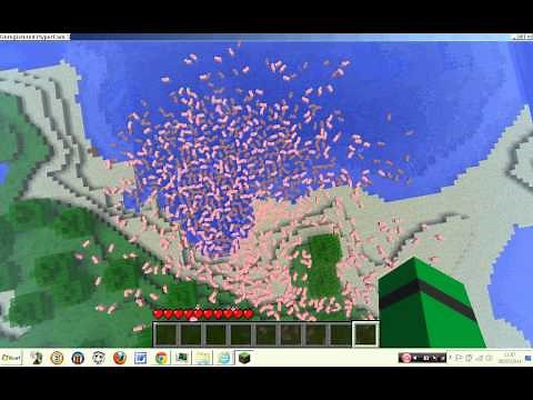 MINECRAFT - SPAWNING 1000 PIGS - COMMANDS MOD