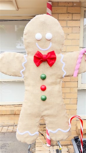 The North Crumb Christmas Gingerbread House | Time to dress the giant gingerbread man. I think he turned out so cute, I can’t wait to light him up! | Instagram