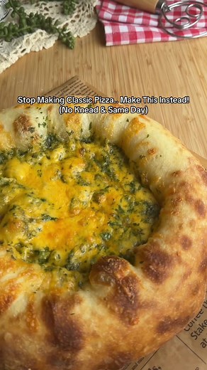 Same Day Garlic Butter Pizza (No-Knead)