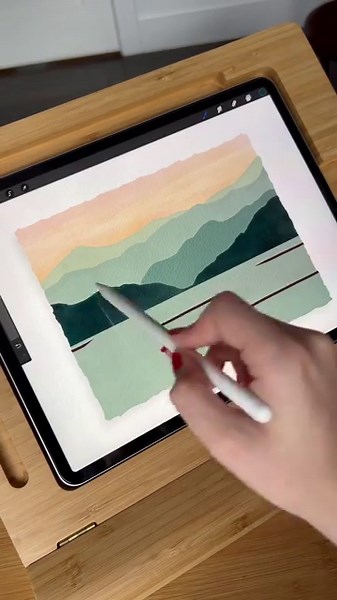 Procreate Watercolor Landscape Tutorial #procreatebrushes #procreatetutorial