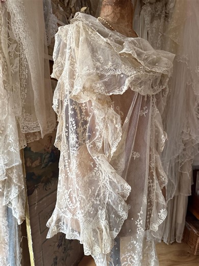 Exquisite Antique Long Tambour Lace Frill Edged Shawl - Etsy