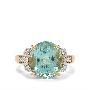 Paraiba Tourmaline Ring with Diamond in 18K Gold 7.54cts