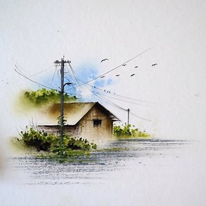 40K views · 1.7K reactions | Beautiful village scenery drawing - easy oil pastel drawing for beginner | Morning Drizzle | Facebook