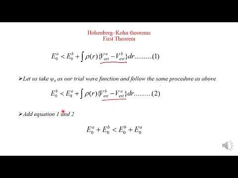 DFT4 : Density functional theory (Lecture 4) Hohenberg Kohn Theorems