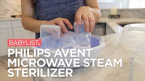 2.1K views · 12 reactions | Did you go with a microwave sterilizer or an electric one? The Philips AVENT Microwave Steam Sterilizer sterilizes 4 bottles in 2 minutes.  The contents stay sterile for up to 24 hours if you keep the lid closed. Plus, it's less than half the price of an electric sterilizer. After watching Babylist Scout Julie's review, would you register for this? | Babylist | Facebook