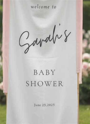 Custom Baby Shower Sign, Personalized Baby Shower Welcome Sign, Fabric Baby Shower Sign, Linen Baby Shower Decor, Hello Baby Name Sign - Etsy