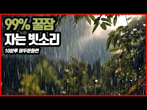 99% 꿀잠 자게 해주는 빗소리｜이명 불면증 치료효과｜10분후 화면꺼짐 ｜RAIN SOUND