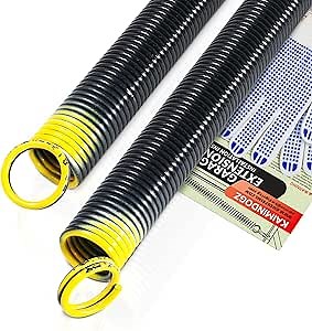 Pair of 130lb. Heavy Duty Garage Door Extension Springs Stretch Springs, 25" Long,Double Loop Ends, High Precision Electrophoresis Black Coated, MIN 16,000 Cycles, for 7ft High Garage Doors
