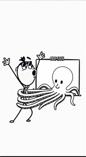 Crazy 2D Stickman Teacher – Dramatic Cartoon Meme Educator Meets Octopus!