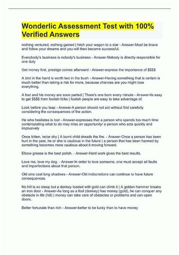 Latest Wonderlic practice test with complete solution1751 video